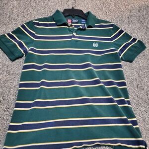 Chaps Green and Blue Striped Polo Shirt